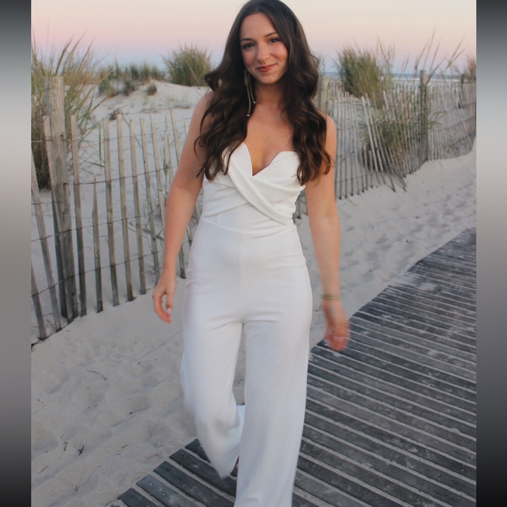 Lulus white strapless jumpsuit S